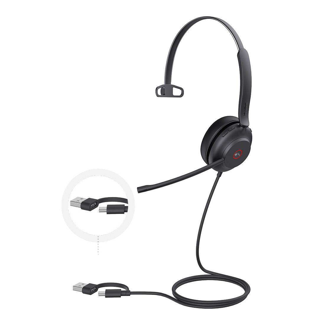 Yealink UH37 Microsoft Teams Certified USB Wired Headset, Mono, USB-C/A, Dual Noise-Cancelling, Busylight, Leather Ear Cushion, HD Audio Yealink UH37 Microsoft Teams Certified USB Wired Headset, Mono, USB-C/A, Dual Noise-Cancelling, Busylight, Leather Ear Cushion, HD Audio